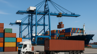 Porto commerciale con container