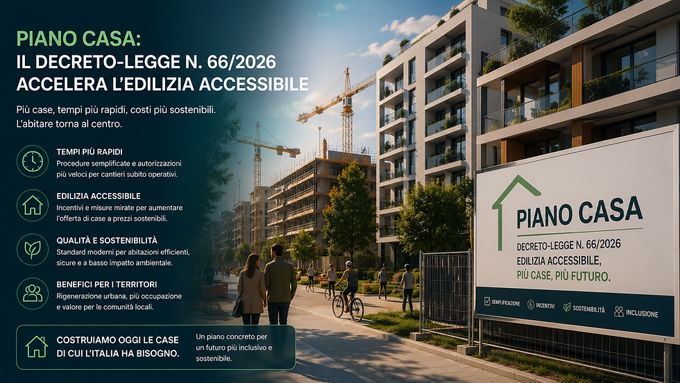 Piano Casa, il decreto-legge n. 66/2026 accelera l'edilizia accessibile