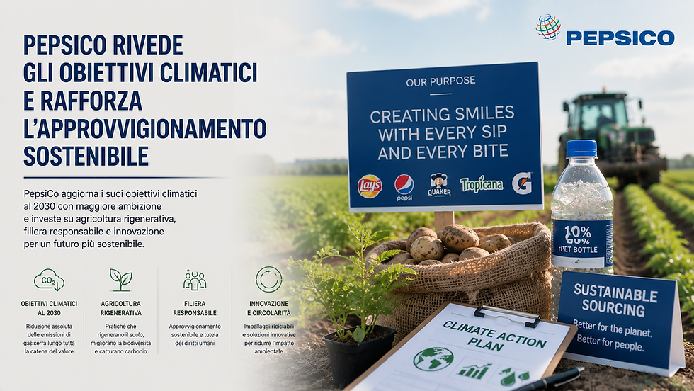 PepsiCo rivede gli obiettivi climatici e rafforza l’approvvigionamento sostenibile
