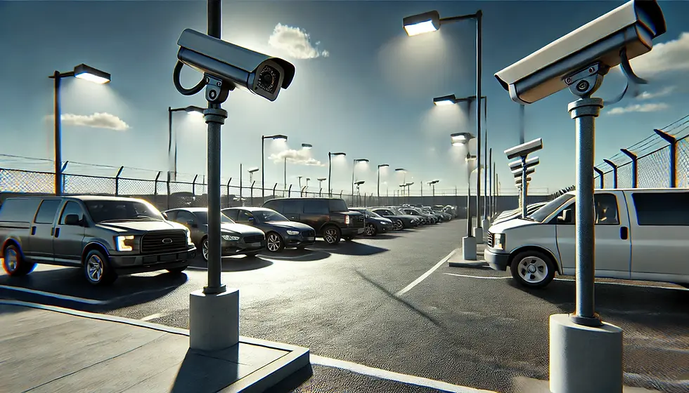 Automobili parcheggiate in un grande piazzale