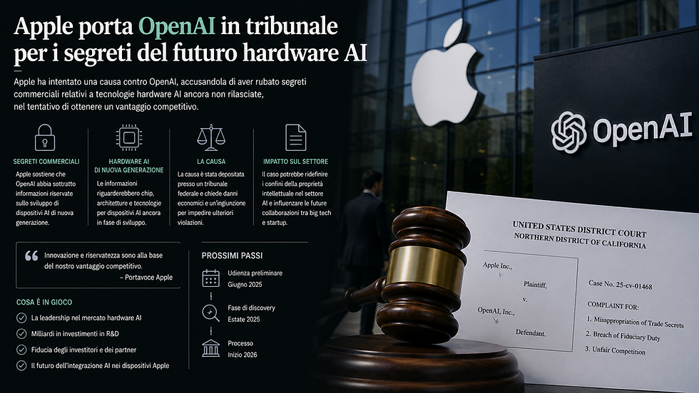 Apple porta OpenAI in tribunale per i segreti del futuro hardware AI