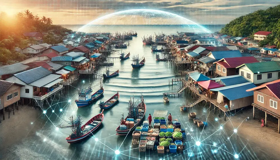 Illustrazione di un porto peschereccio