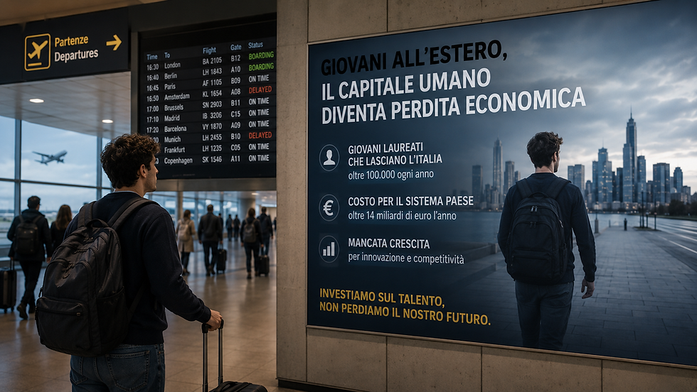 Giovani all’estero, il capitale umano diventa perdita economica