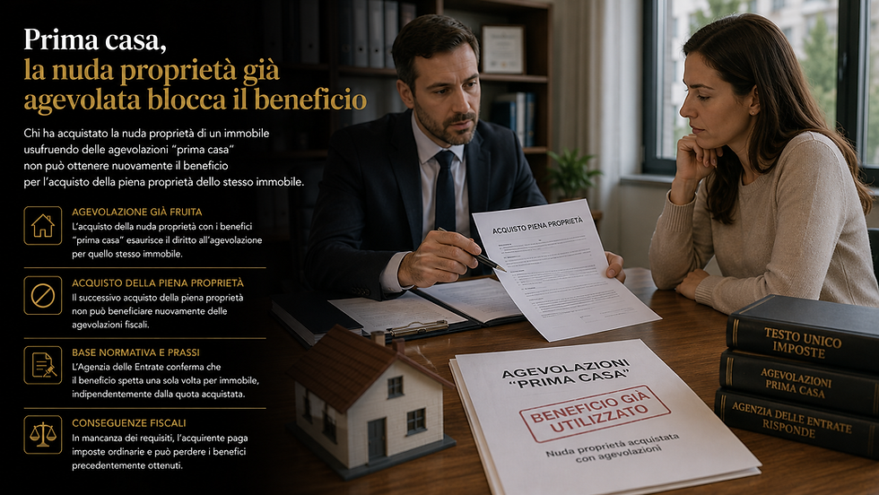 Prima casa, la nuda proprietà già agevolata blocca il beneficio