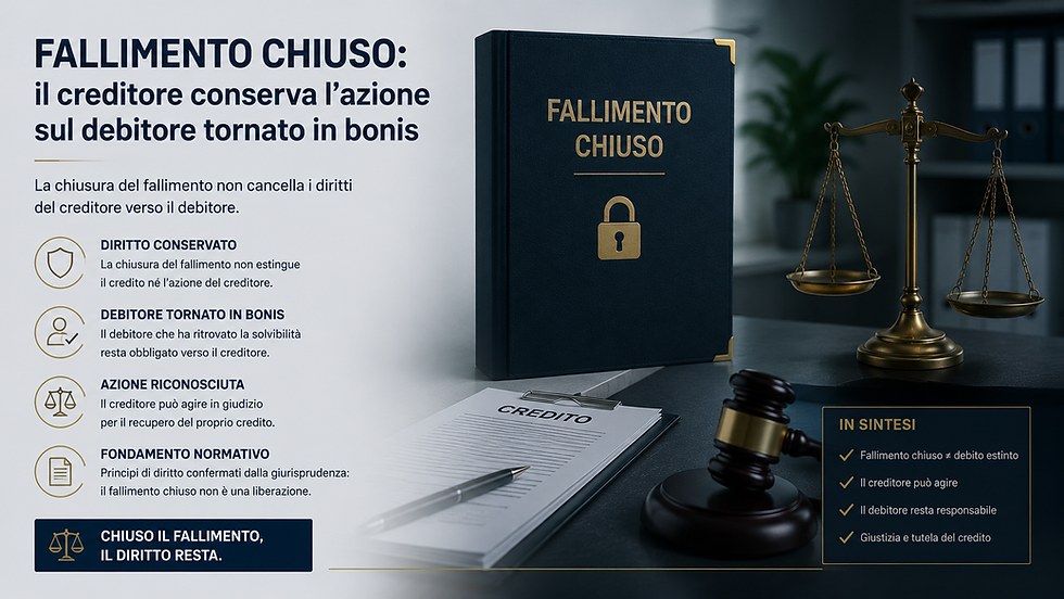 Fallimento chiuso, il creditore conserva l'azione sul debitore tornato in bonis