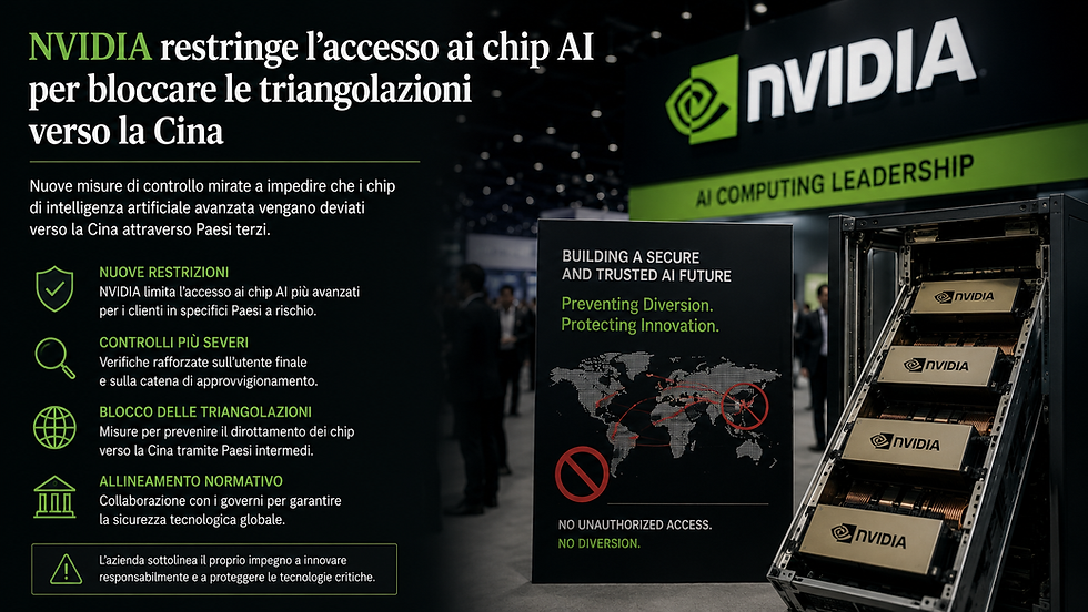 Nvidia restringe l’accesso ai chip AI per bloccare le triangolazioni verso la Cina