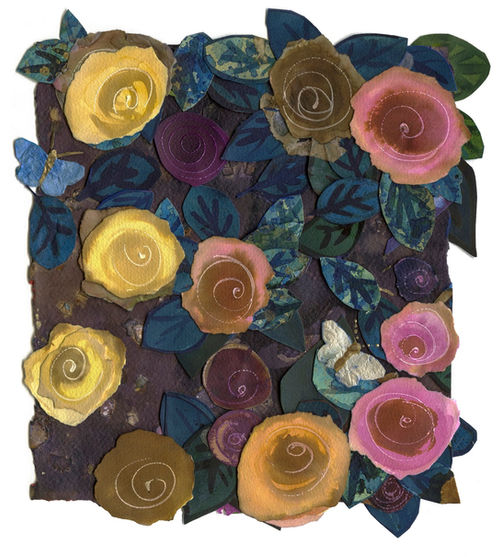 Small-Corner-of-the-Rose-Garden-no.2-ink-and-mixed-media-collage-29x30cms-Nichola-Campbell