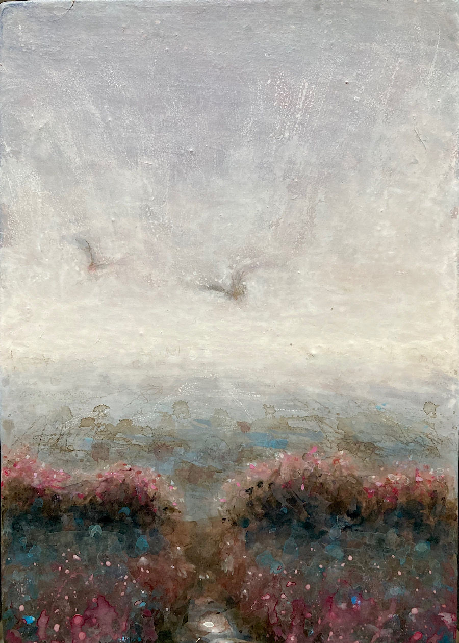Thumbnail: panel 2 of 3 of South Downs winter scene with birds