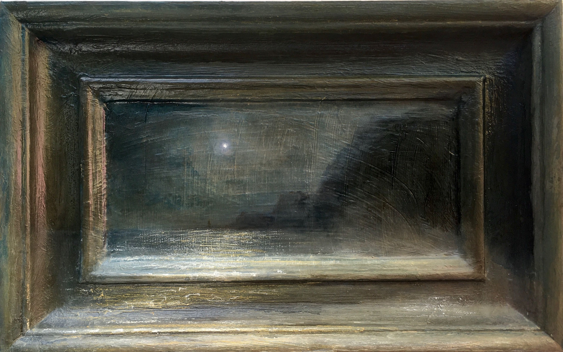 small painting, sussex painting, cliff view, seascape, small seascape, seaview, nightscape