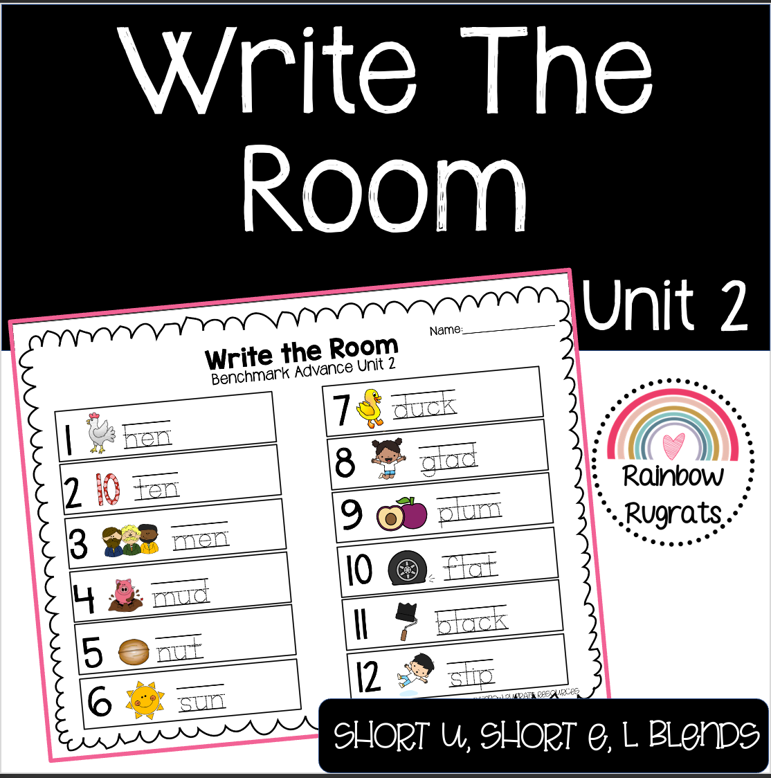 Write the Room Short Vowels Benchmark Advance First Grade Unit 2