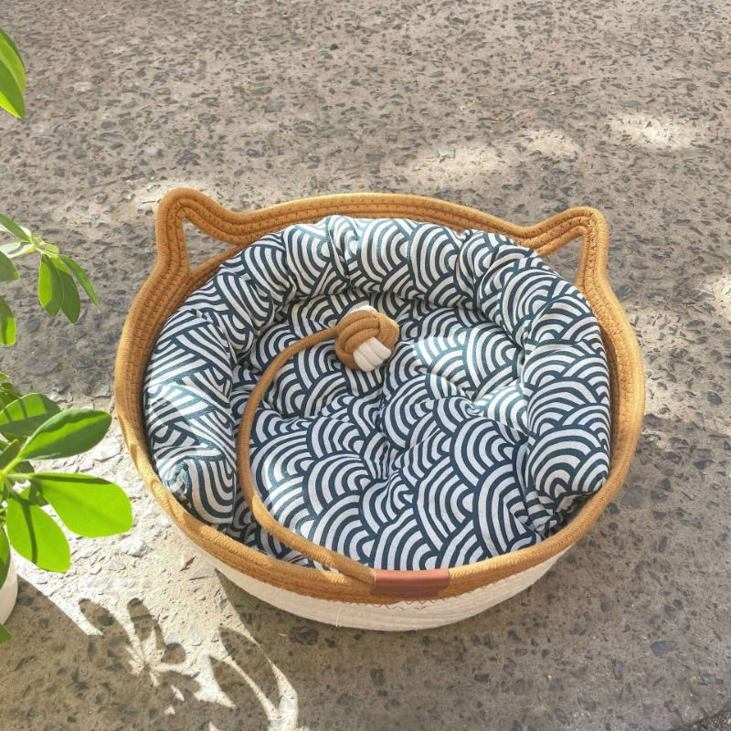 Thumbnail: Hand-Woven Natural Fiber Cat Nest & Artisan Bed
