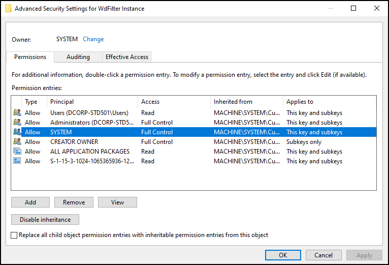 Analyzing regkey permissions