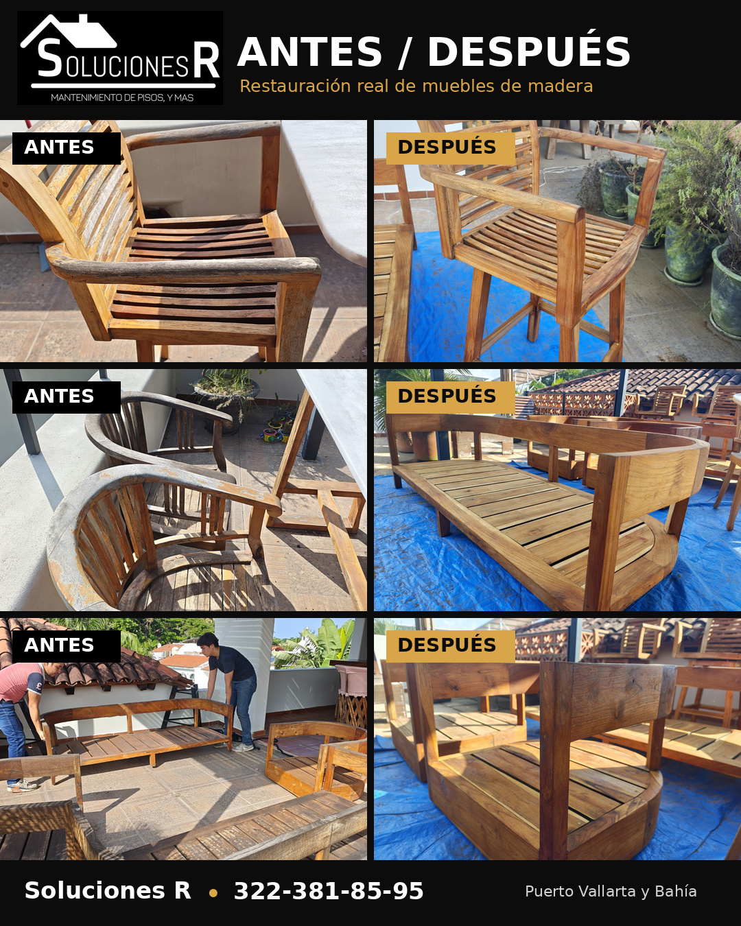 Recuperación, mantenimiento y restauración de muebles de madera en Puerto Vallarta