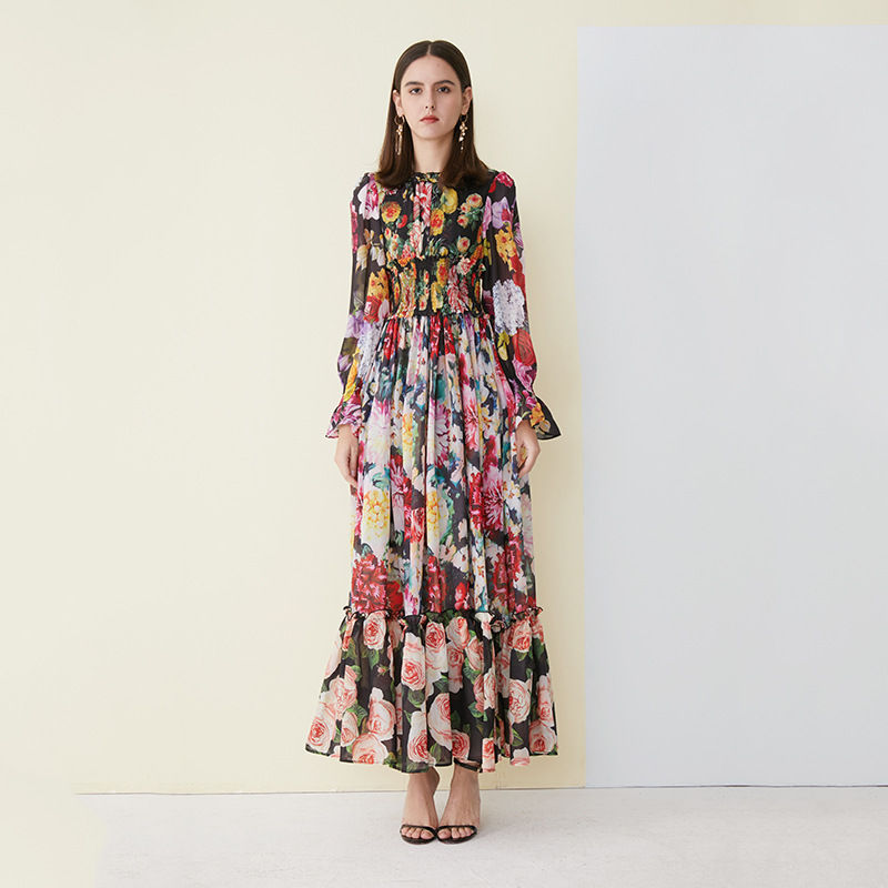 Thumbnail: Floral Long Dress for Women - Princess Style Dress