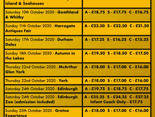 🚌 OCTOBER DAY TRIPS!! 😲