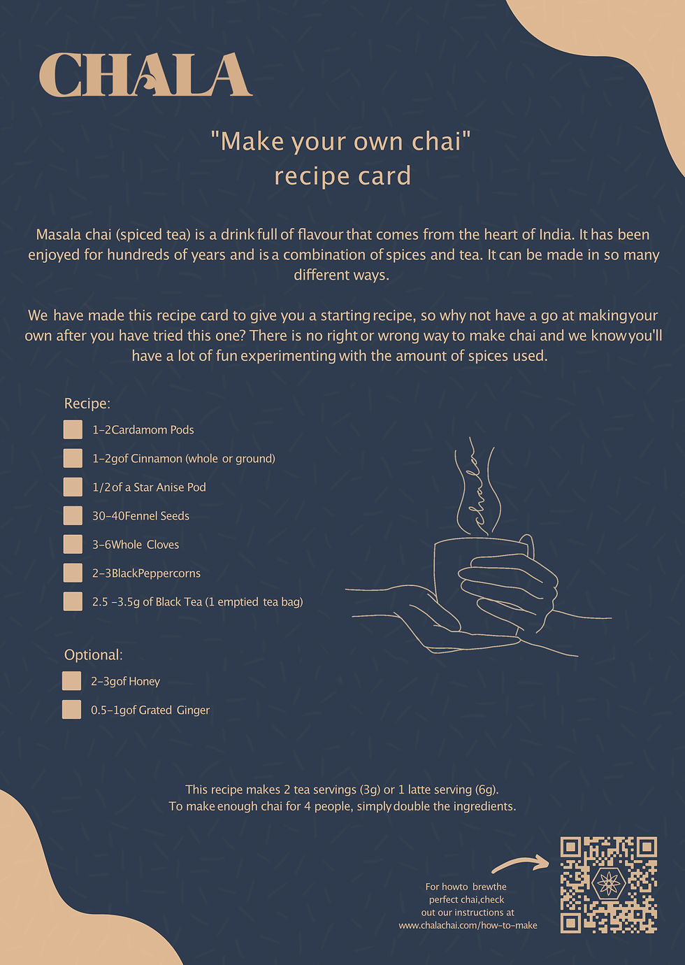 A recipe card to make sticky chai.
