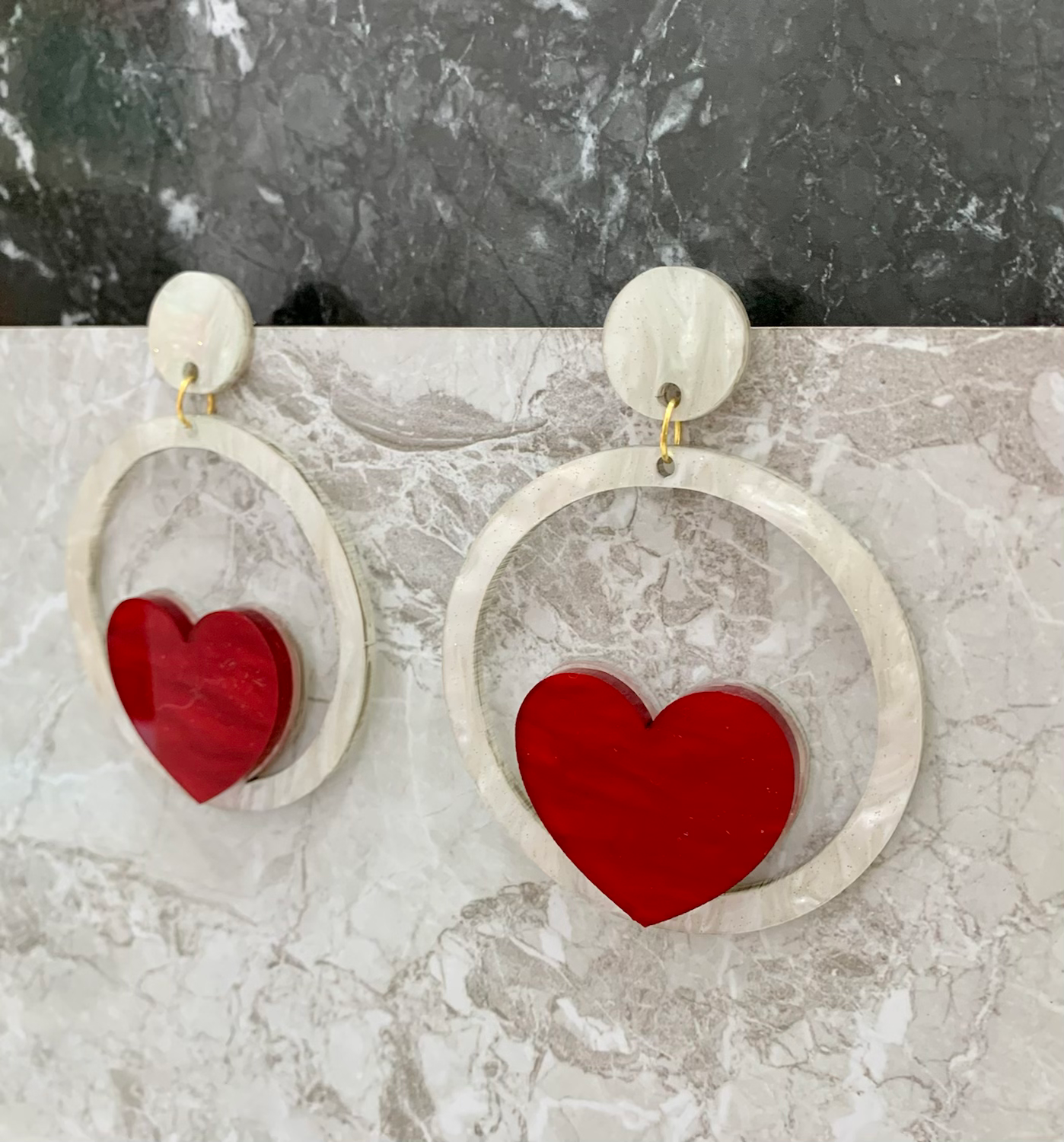Love hoops white earrings