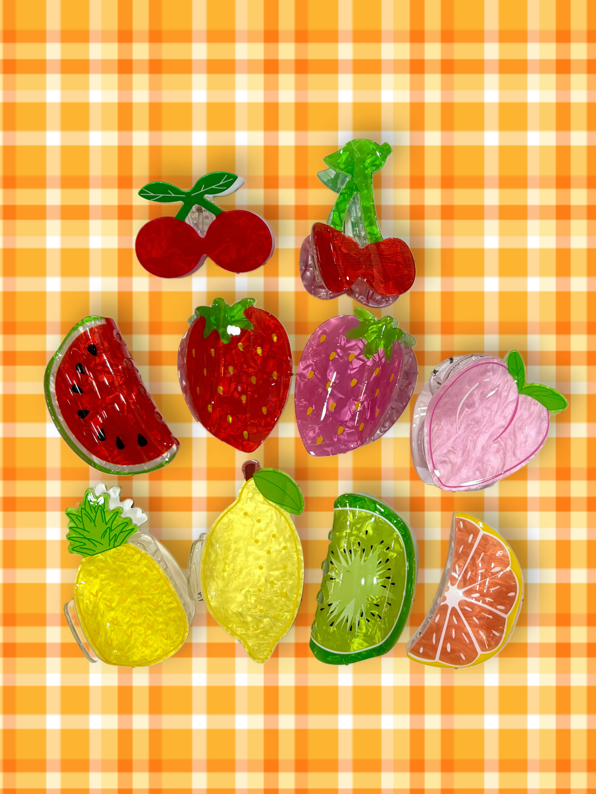 Tutti Frutti hair claw clips