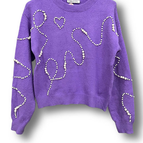 Heart purple knitted sweater
