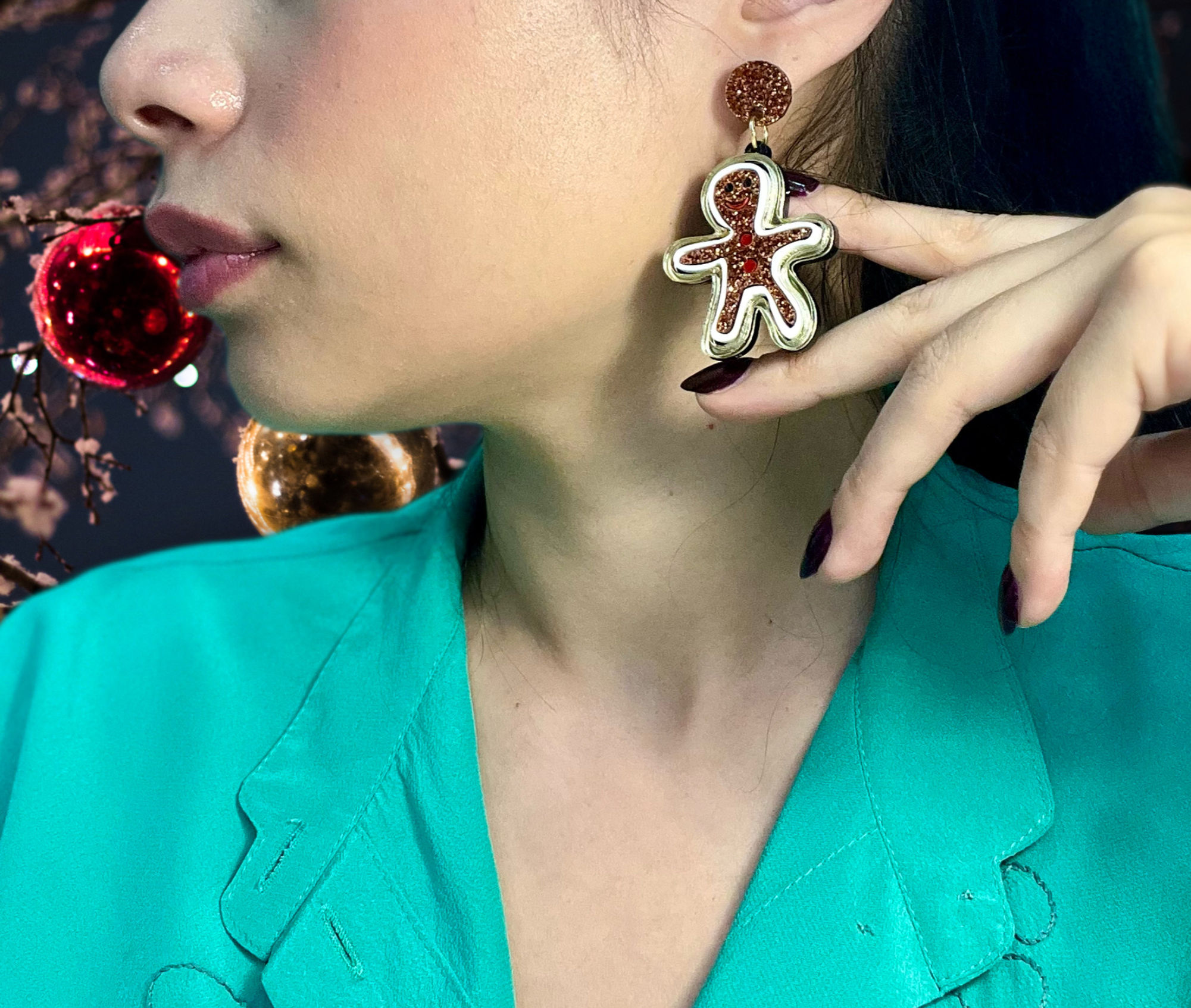 Sparkly gingerbread earrings