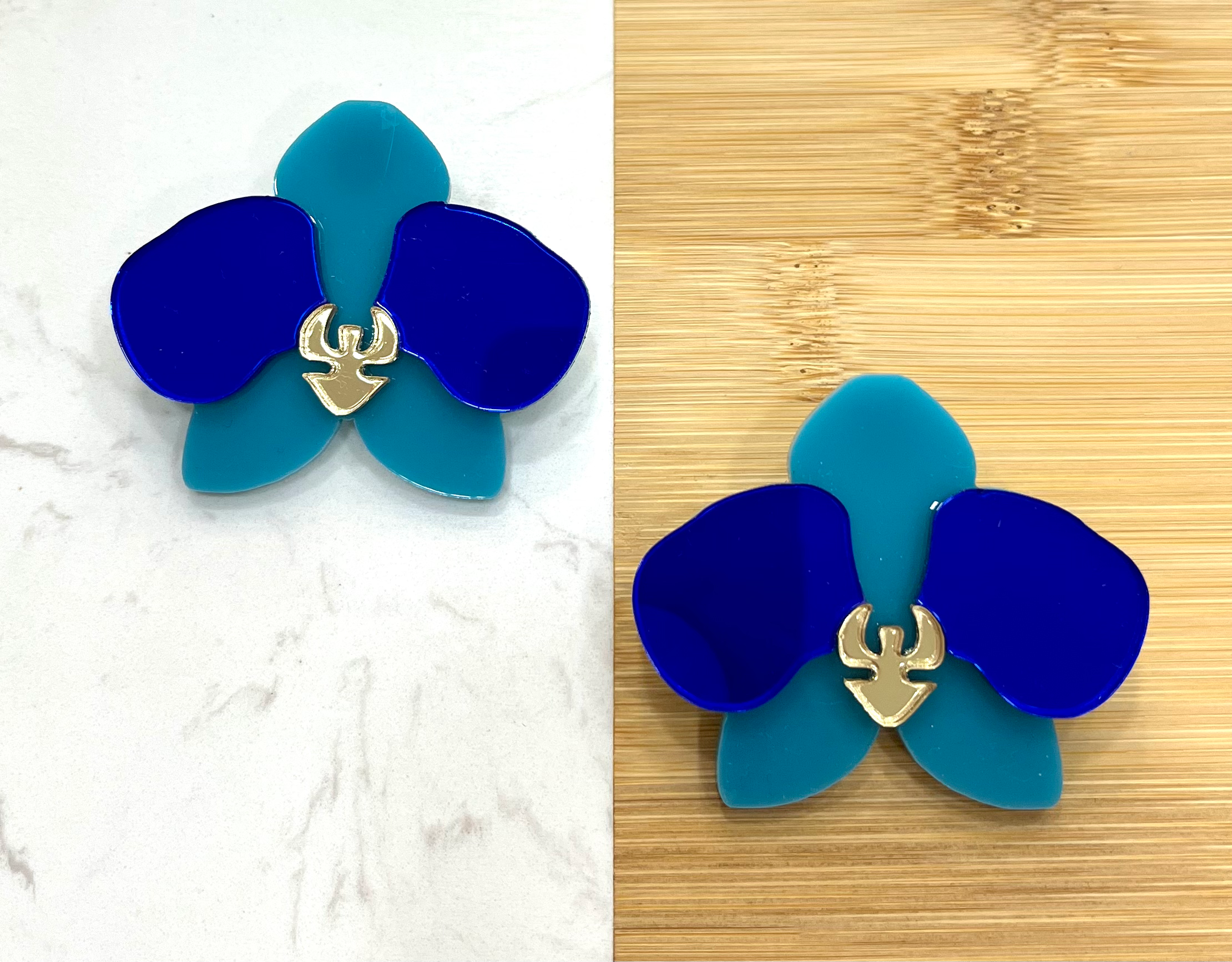 Blue orchids earrings