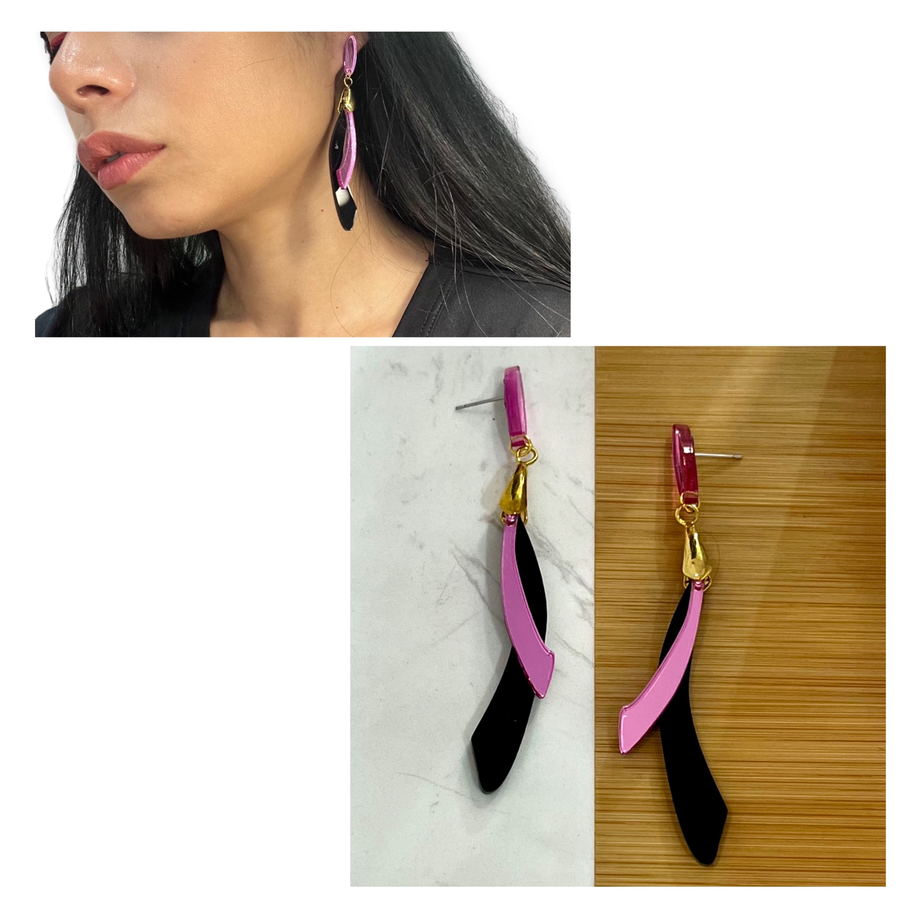 Flora black/fuchsia earrings