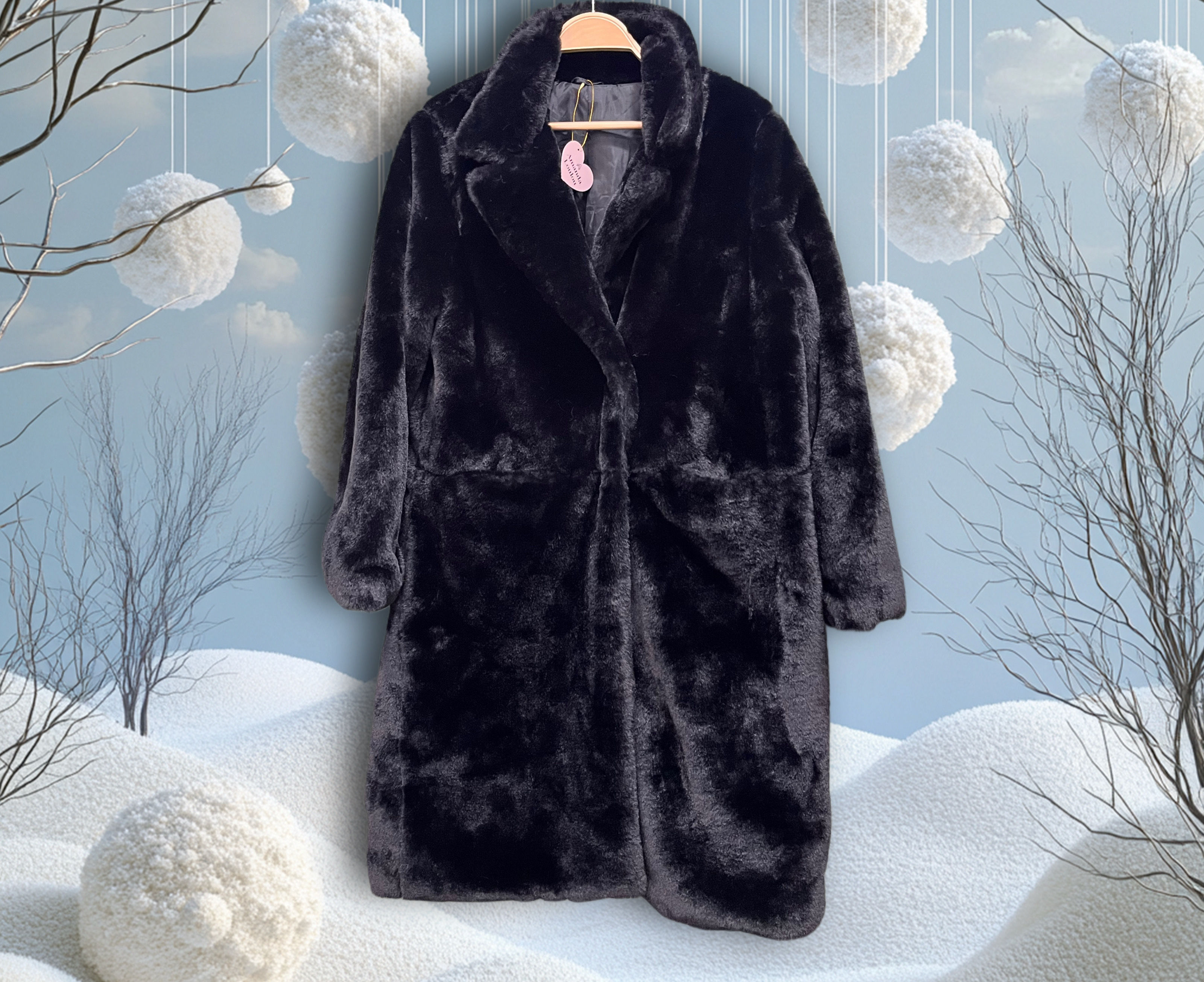 Chloe black faux fur coat