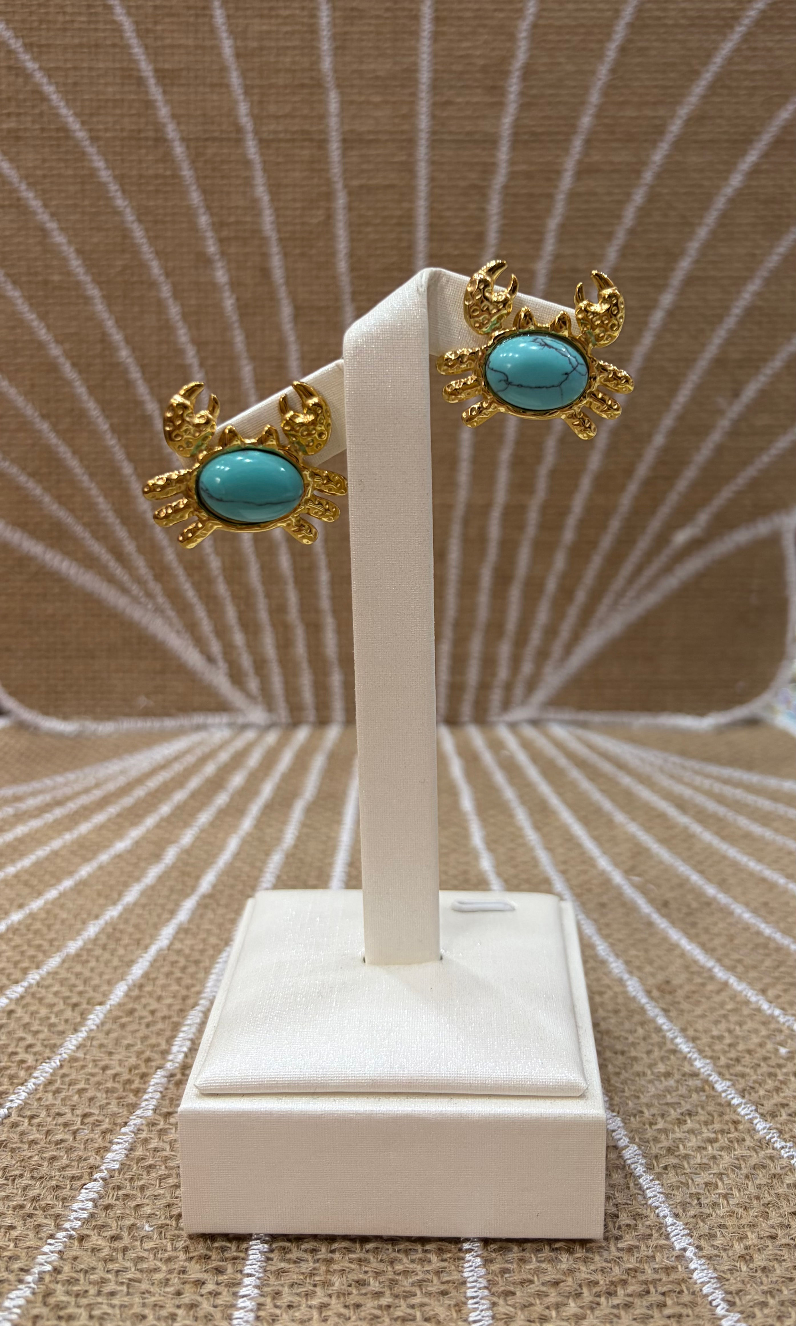 Turquoise crabs earrings
