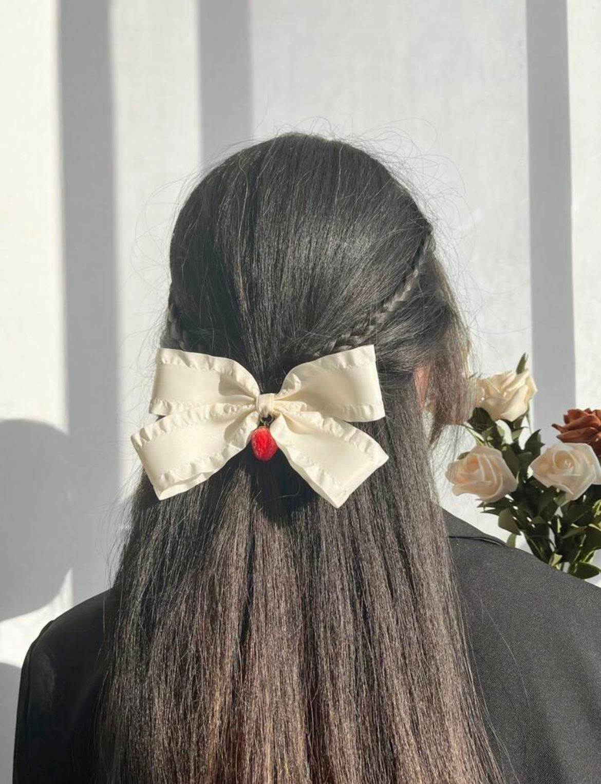 Strawberry crème hair bow