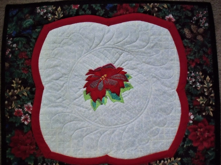 Christmas Table Mat: 14x16.5--Embroidered & Pieced Table Decor