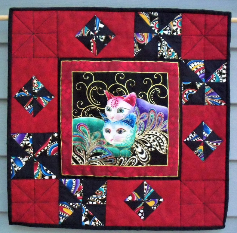 Cat Lovers Wall Quilts Homemade Wall Decor - Red
