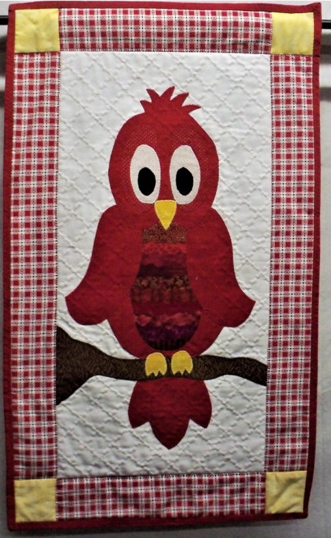 Red Owl Wall Quilt: 16X26.5