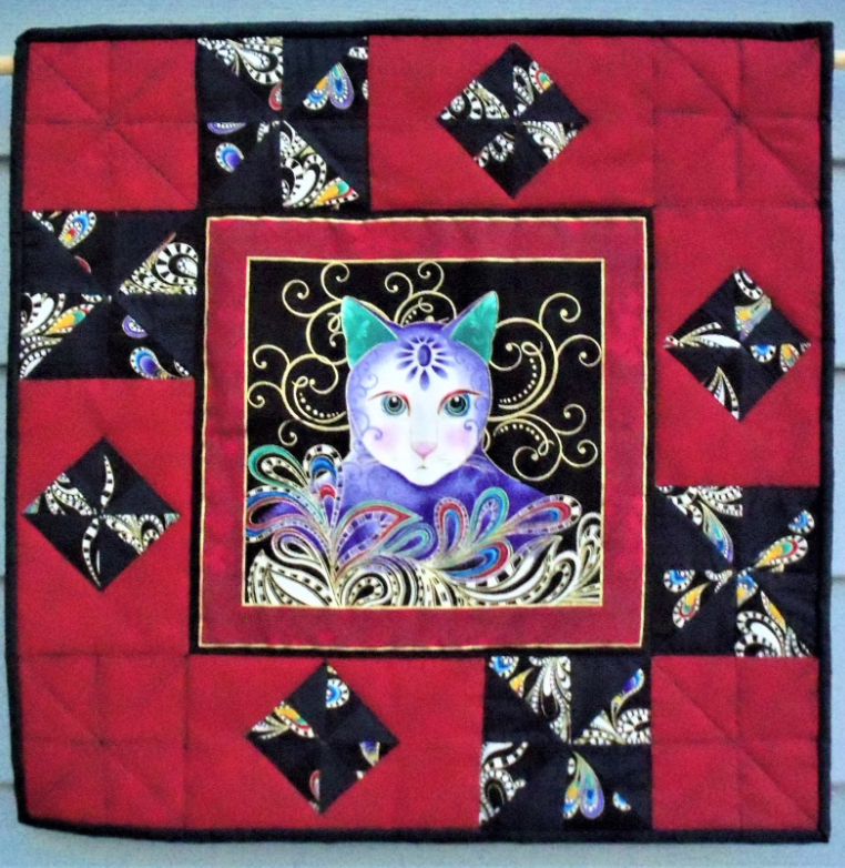 Cat Lovers Wall Quilts Homemade Wall Decor - One Cat (Red)