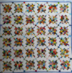 Scrappy Block Quilt: 60x60 inches Pieced Bedding