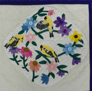 American Finches Wall Quilt: 14x14