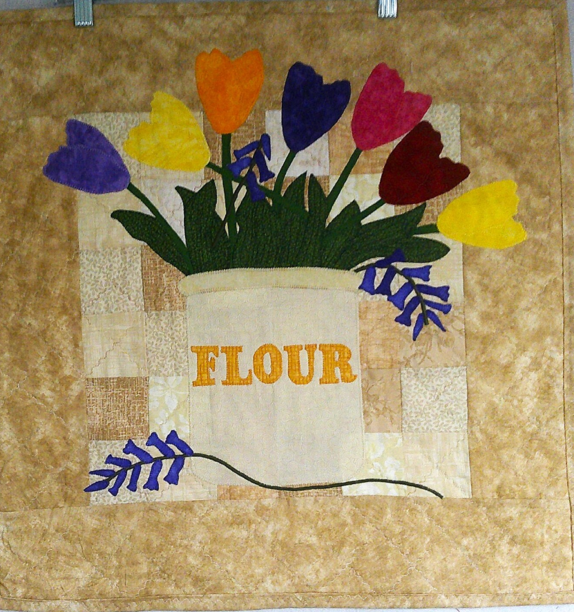 Tulips in Jar Wall Quilt: 22.5x22.5