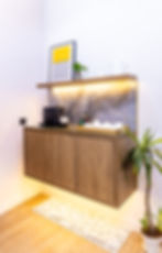 Thumbnail: The Kora Coffee Point (floating coffee/bar unit with stone backsplash)