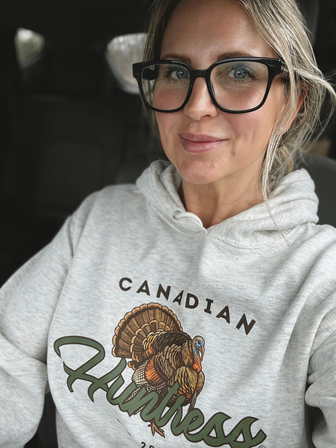 Canadian Huntress wild turkey hunting sweater Dana Murray