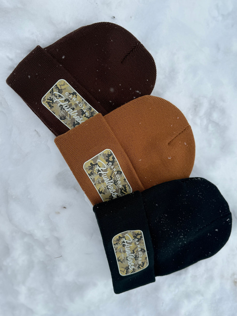 Canadian Huntress® CHX Wildfowl™ women hat with custom camo patch. Available in Chocolate, Caramel, and Black.