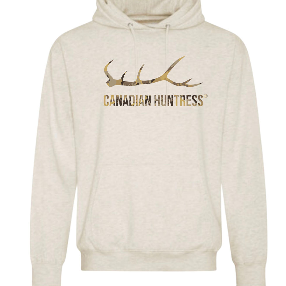 Close-up of CHX Wildfowl camouflage pattern on women’s hunting hoodie by Canadian Huntress.