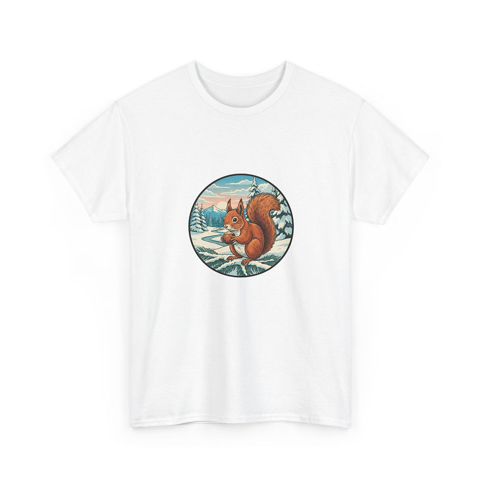 Miniaturbild: Winter T-Shirt Eichhörnchen weiß