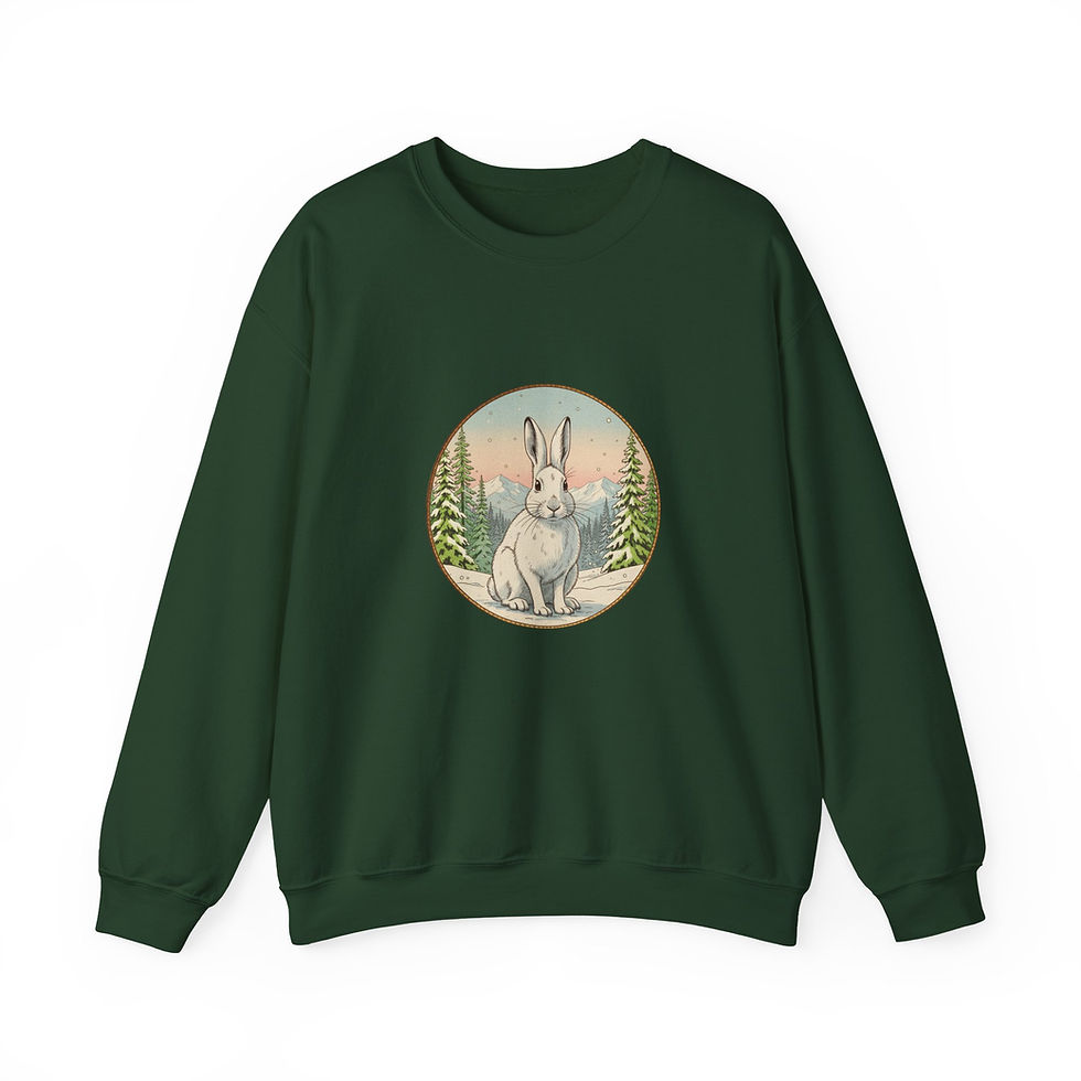Miniaturbild: Winter Sweatshirt Schneehase grün