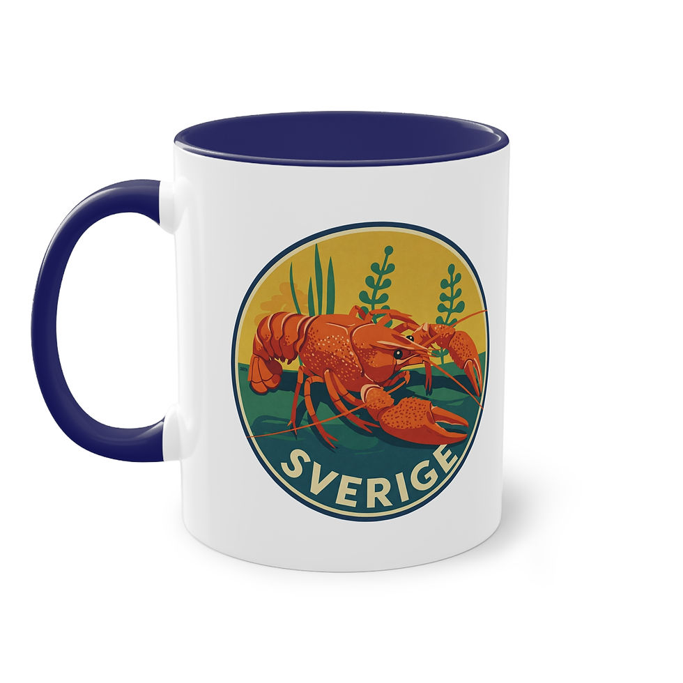 Miniaturbild: Bedruckte Tasse „Schweden-Krebs“ Souvenir an Schweden Urlaub als hygge Geschenk