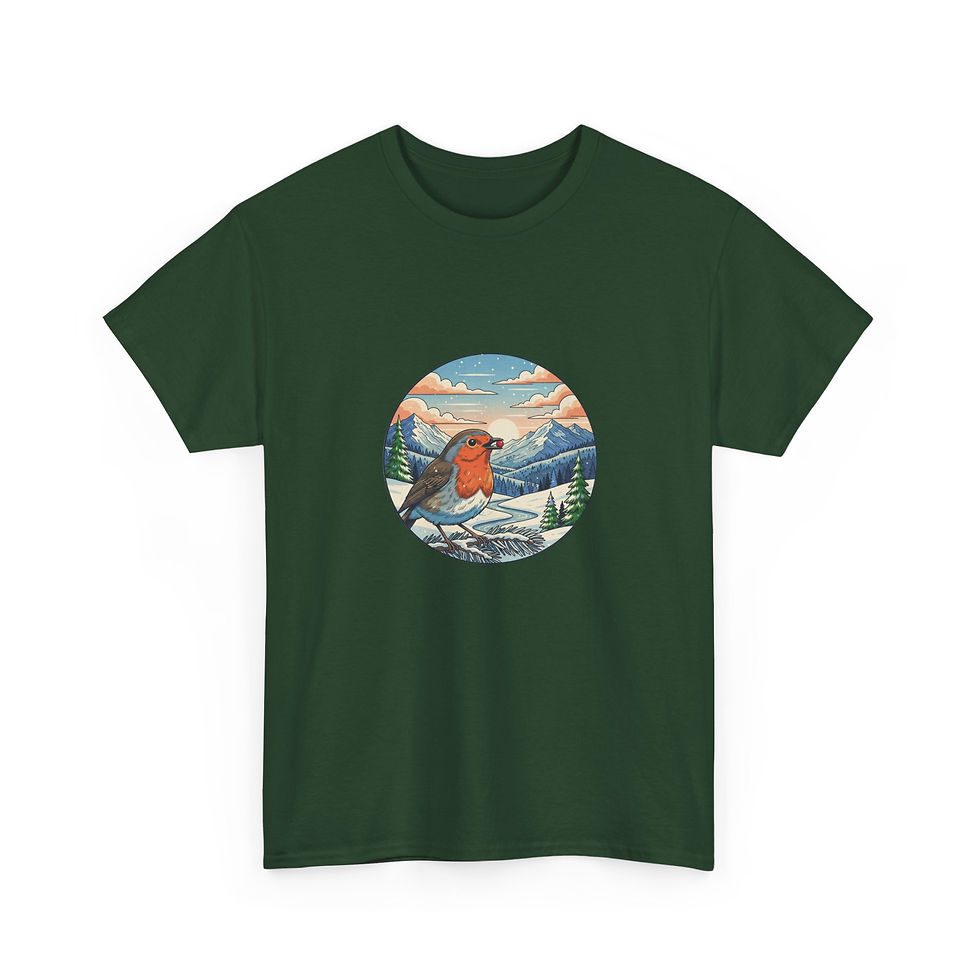 Miniaturbild: Winter T-Shirt Rotkehlchen grün