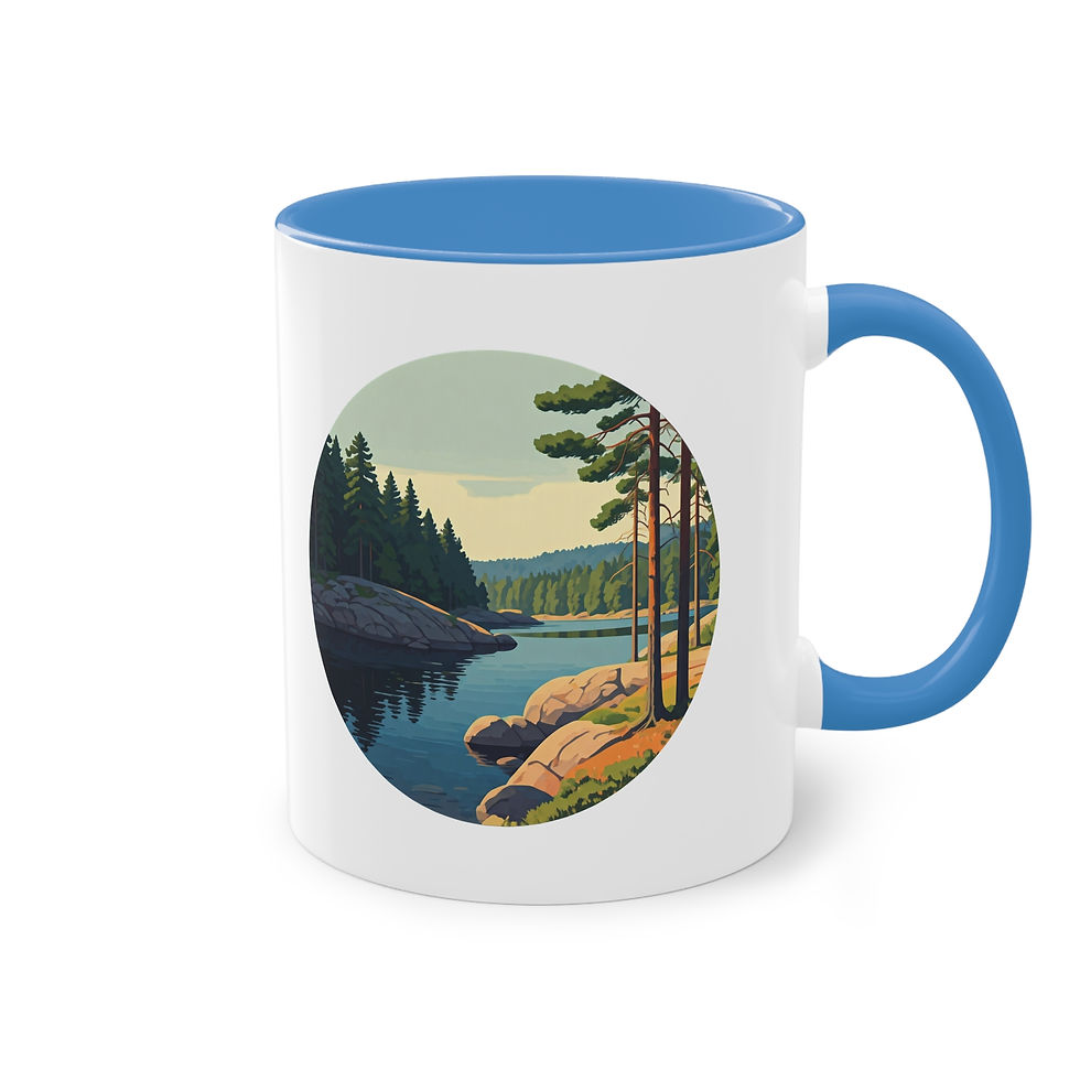 Miniaturbild: Mit einem schwedischen See bedruckte Tasse