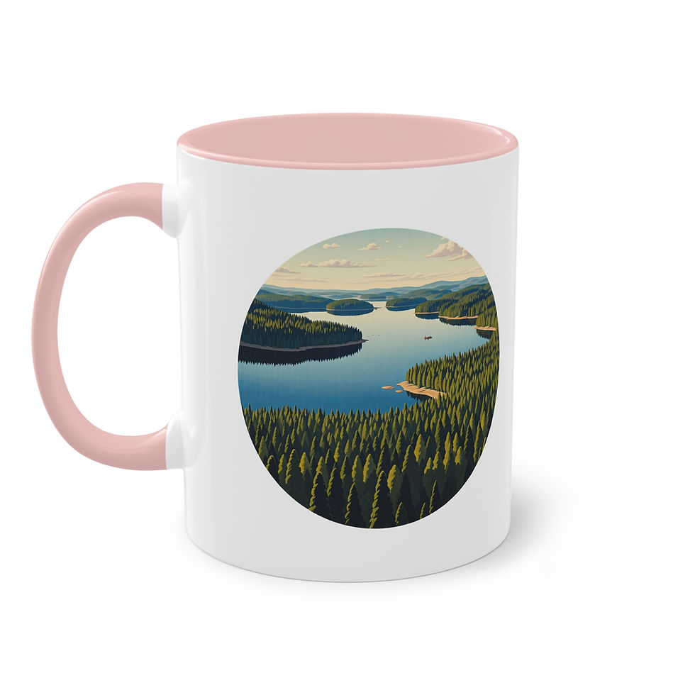Miniaturbild: Mit einem finnischen See bedruckte Tasse