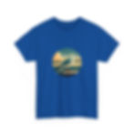 blaues T-Shirt Möwe sitzend