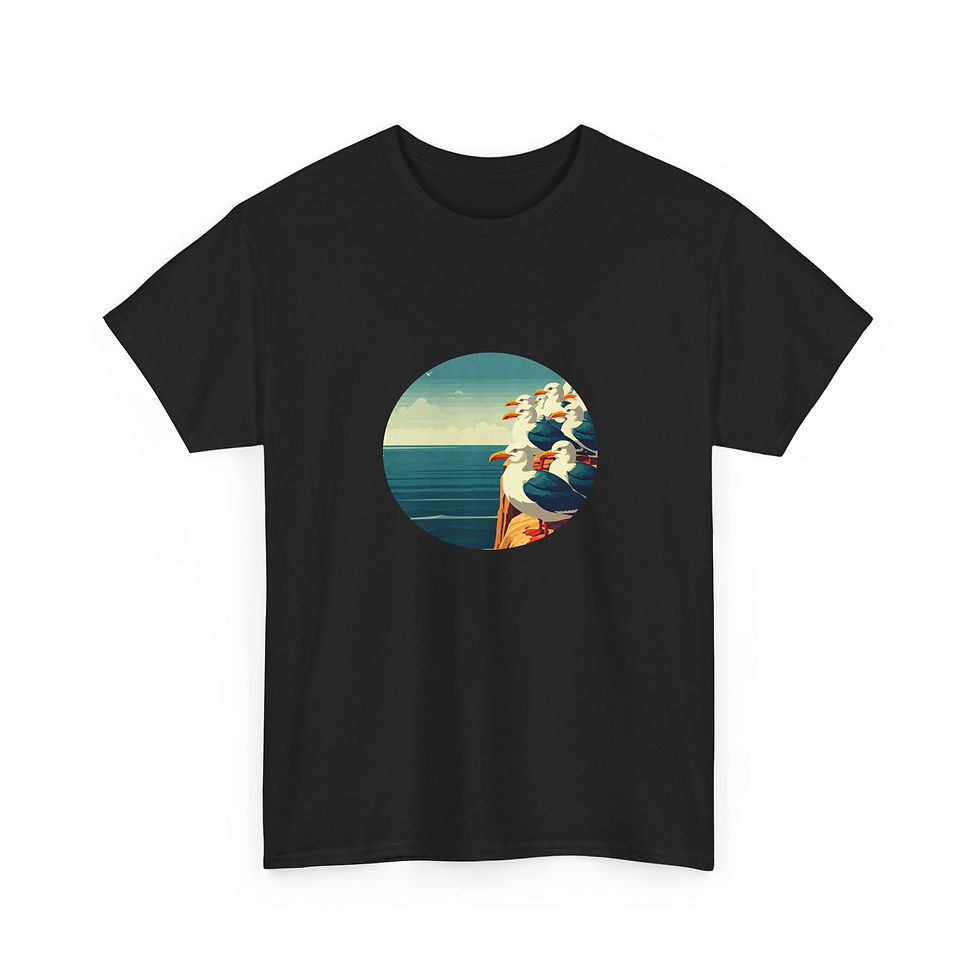 schwarzes T-Shirt Möwen-Klippe
