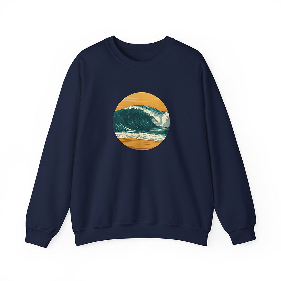blaues Sweatshirt Dünen und Meer