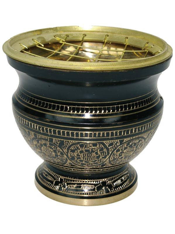 Brûle-encens laiton - coloris noir - haut